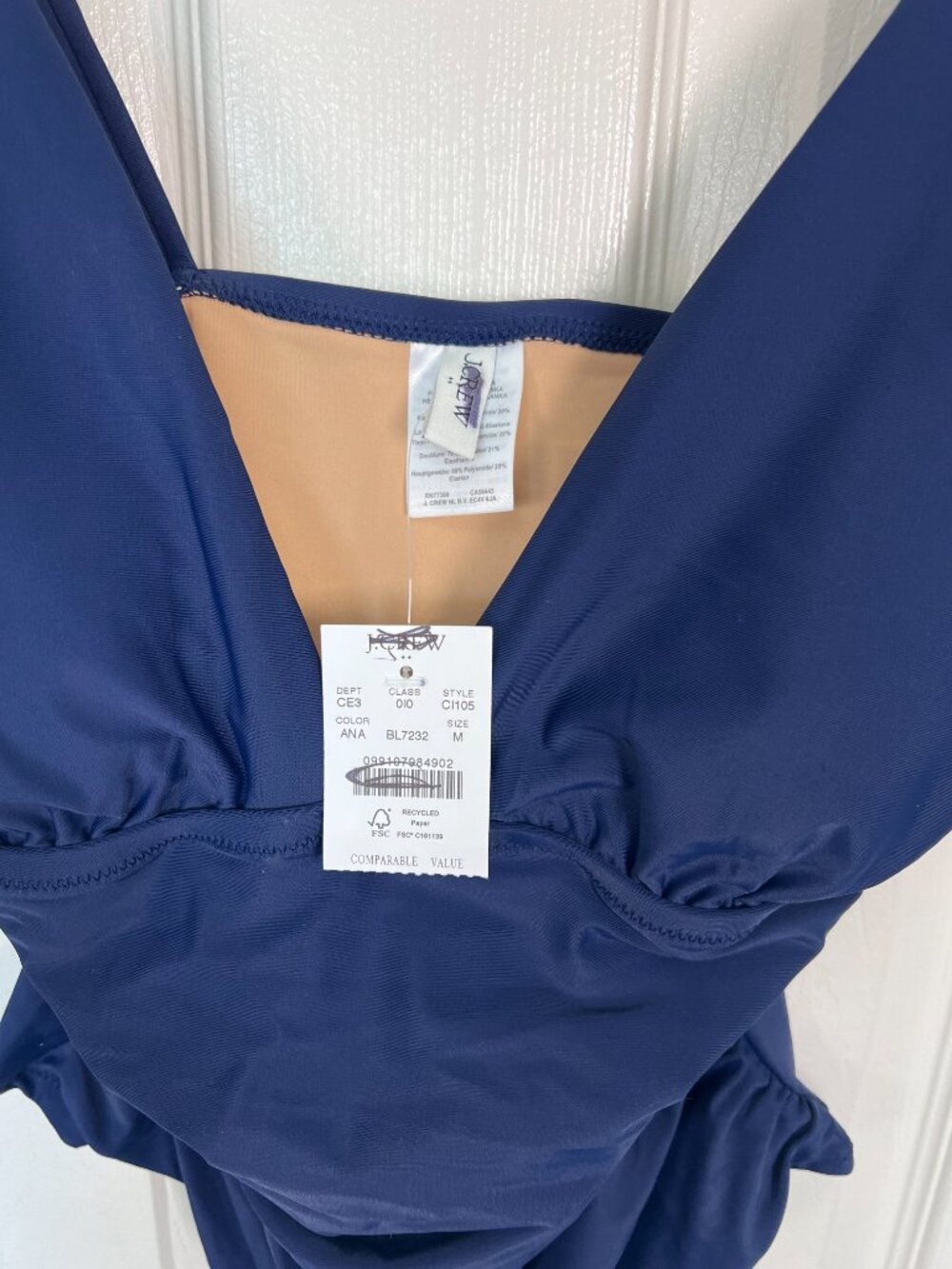 J.Crew Factory Ruched Tankini Top Antique Navy Size Med NWT - Picture 6 of 8